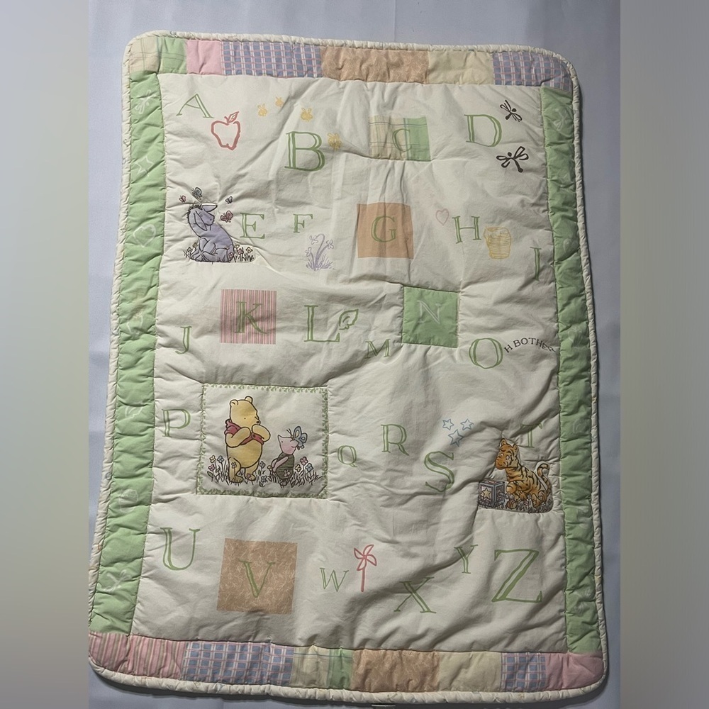 WINNIE THE POOH CLASSIC VINTAGE CRIB BLANKET, IVORY COLOR 40”X 30”